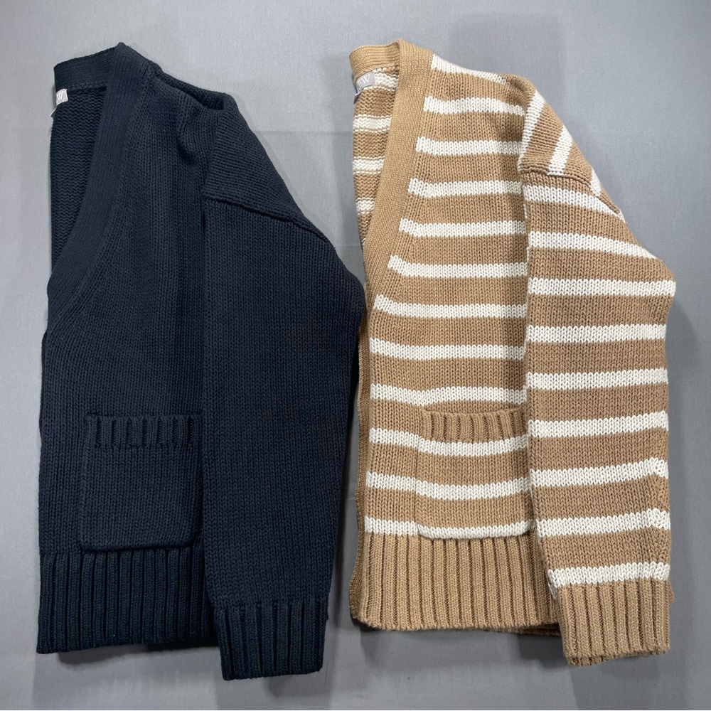J. Crew Black and Tan Striped Cardigans